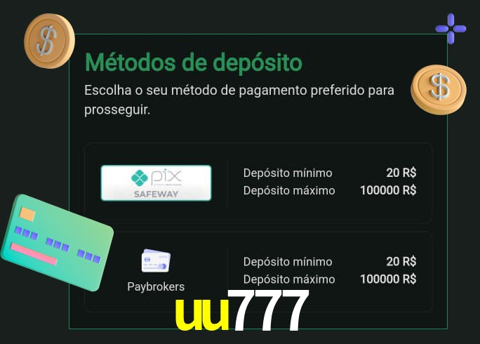 O cassino uu777 oferece uma grande variedade de métodos de pagamento